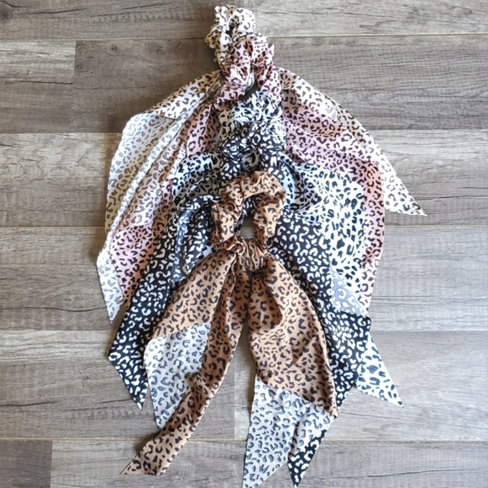 Animal Print NEW Hair Ribbon Scrunchie Set of 5